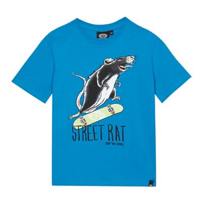 Boys' blue street rat print t-shirt